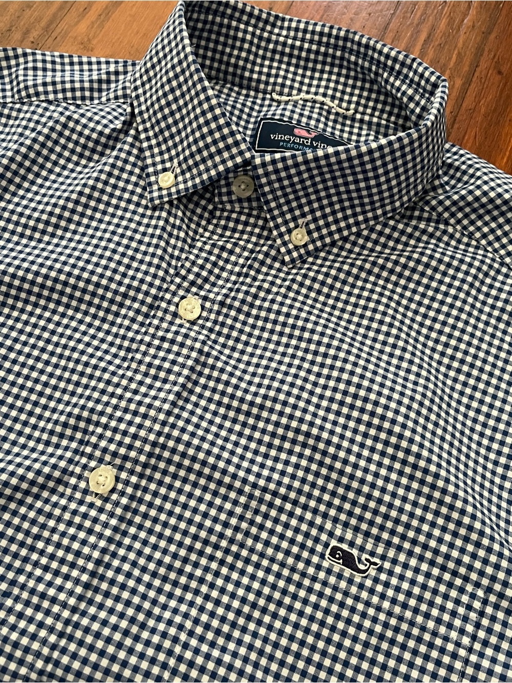 Vineyard Vines Navy & White Gingham Button-Down Classic Fit Tucker Shirt Medium